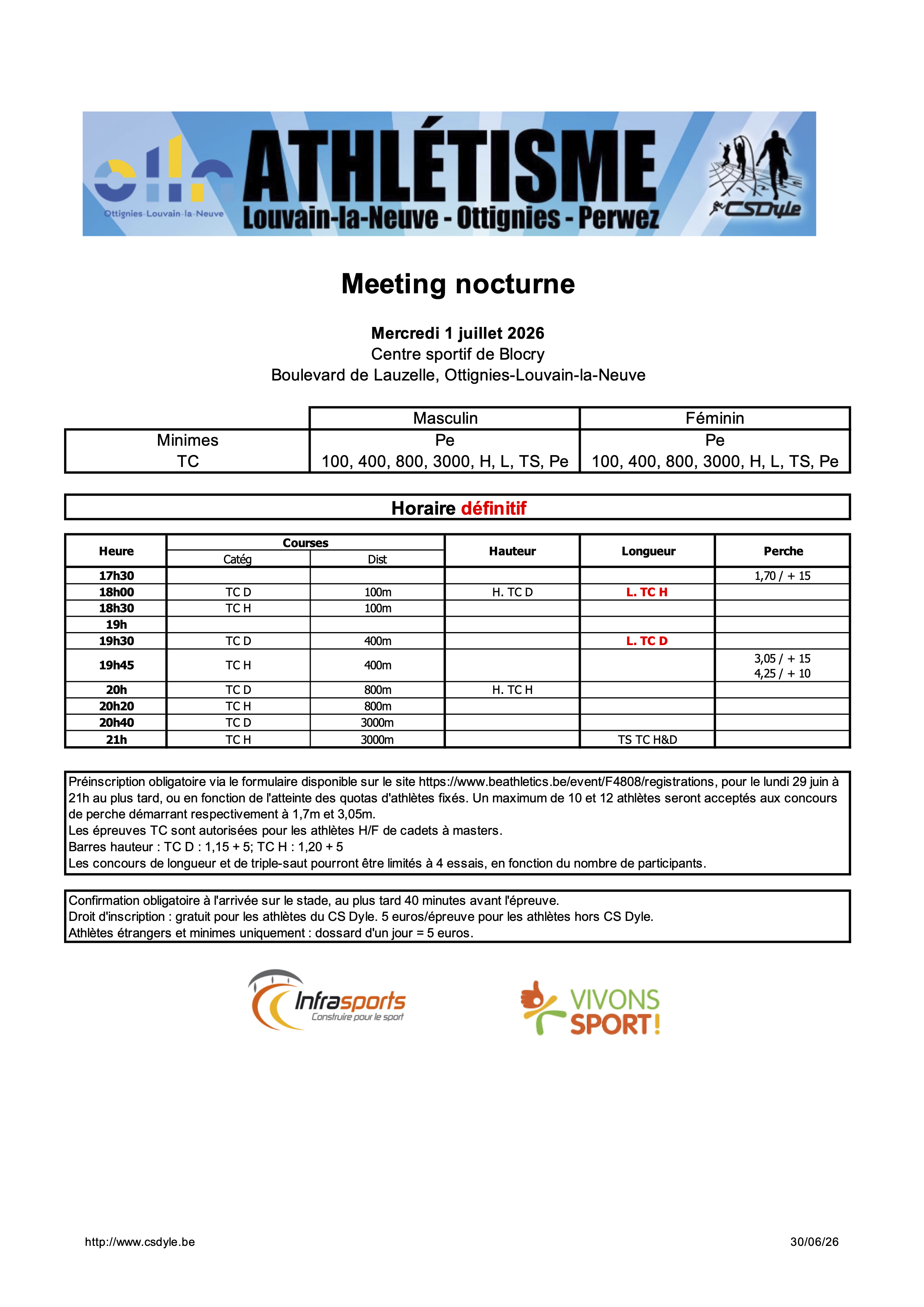 Horaire 20260701